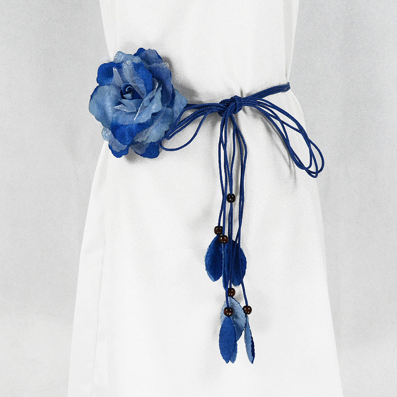 Women's Chiffon Large Flower Thin Sweet Knotted Belts