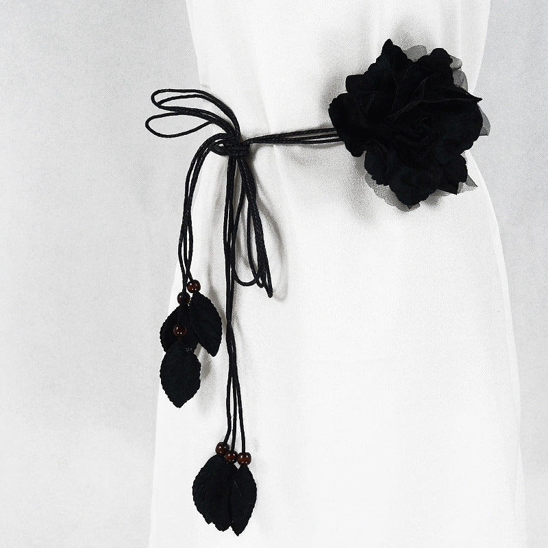 Women's Chiffon Large Flower Thin Sweet Knotted Belts