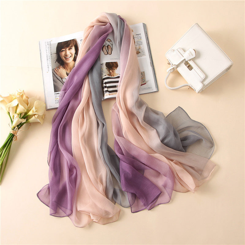 Women's Korean Fashionable Gradient Long Shawl Sunscreen Scarfs