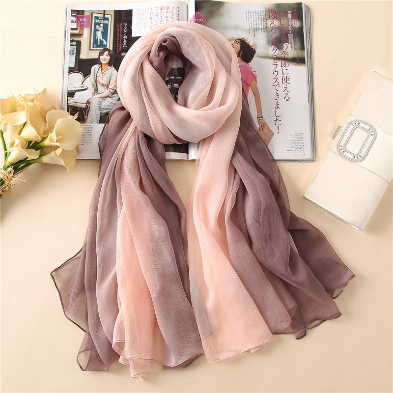 Women's Korean Fashionable Gradient Long Shawl Sunscreen Scarfs