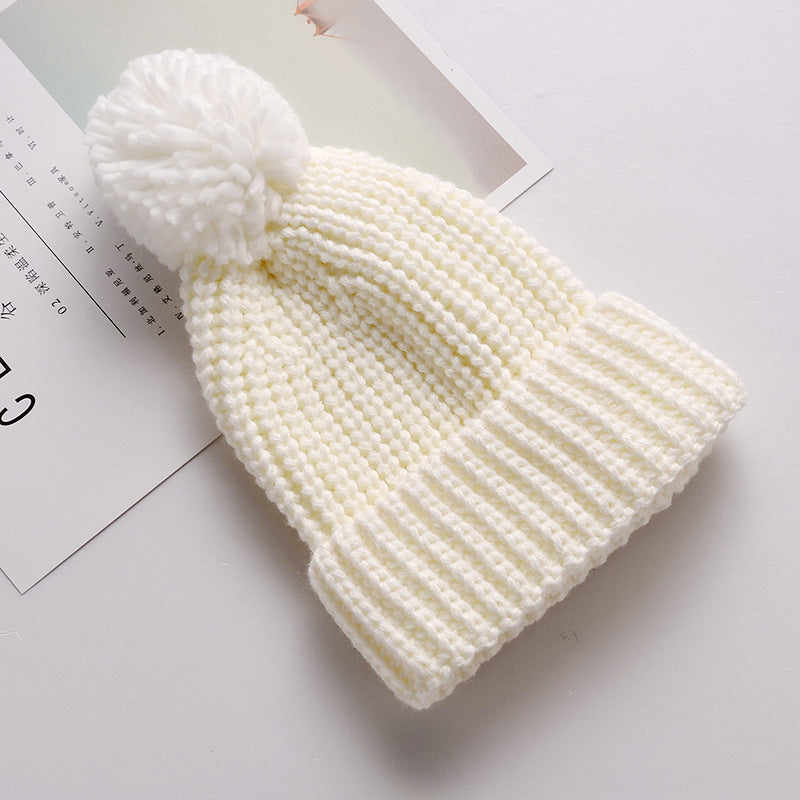 Women's & Men's Wool Ball Knitted Hat Thickened Warm Cute Kids' Headwear