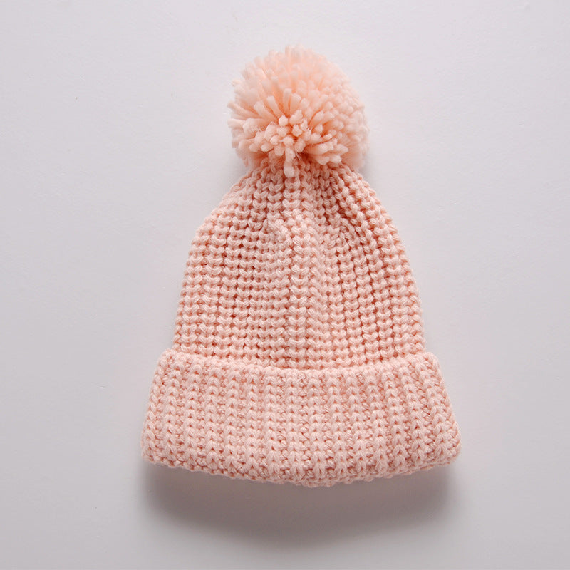 Women's & Men's Wool Ball Knitted Hat Thickened Warm Cute Kids' Headwear