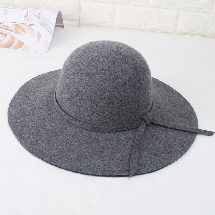 Winter Fashion Wool Felt Korean Wide Brim Top British Hats & Caps