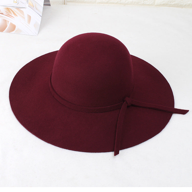 Winter Fashion Wool Felt Korean Wide Brim Top British Hats & Caps