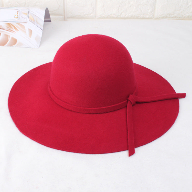 Winter Fashion Wool Felt Korean Wide Brim Top British Hats & Caps