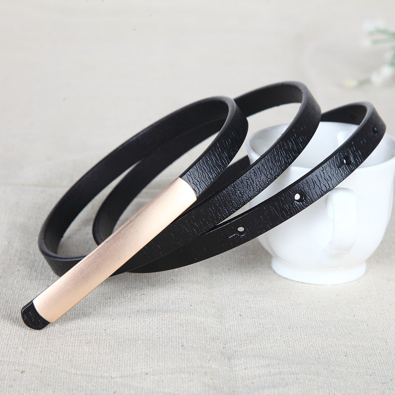 Women's Korean Style Thin Dress Decoration Leather Belts