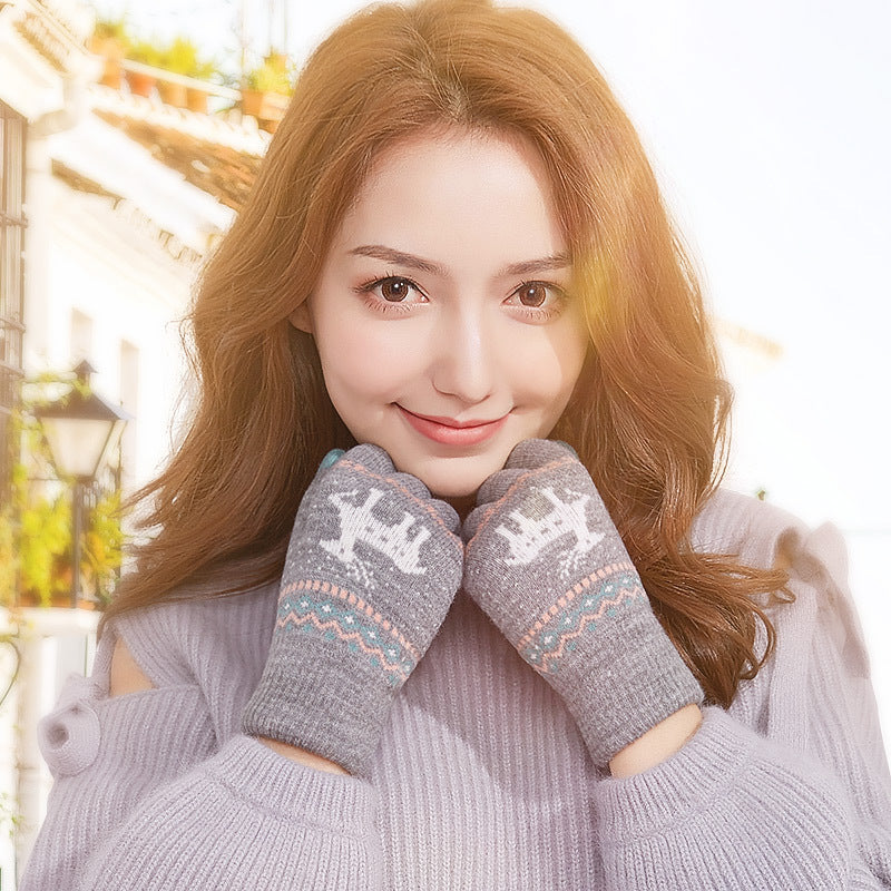 Women's Touch Screen Wool Fleece-lined Thickened Outdoor Gloves