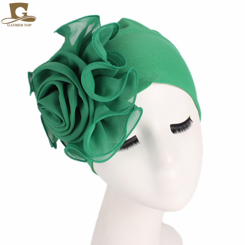 Women's Side Large Flower Stretch Tam-o'-shanter Elegant Hats & Caps