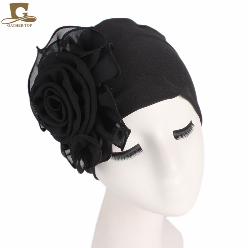 Women's Side Large Flower Stretch Tam-o'-shanter Elegant Hats & Caps