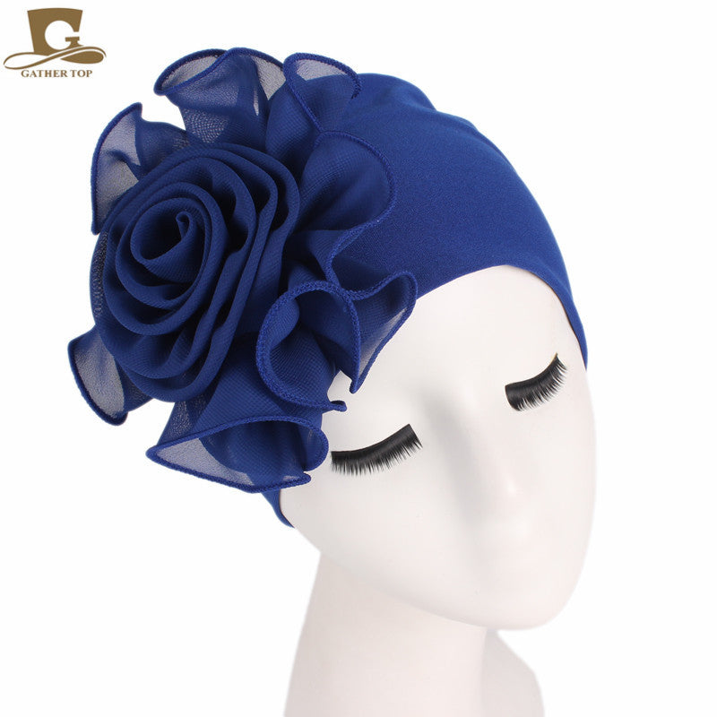 Women's Side Large Flower Stretch Tam-o'-shanter Elegant Hats & Caps