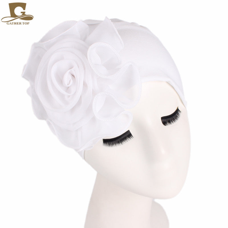 Women's Side Large Flower Stretch Tam-o'-shanter Elegant Hats & Caps