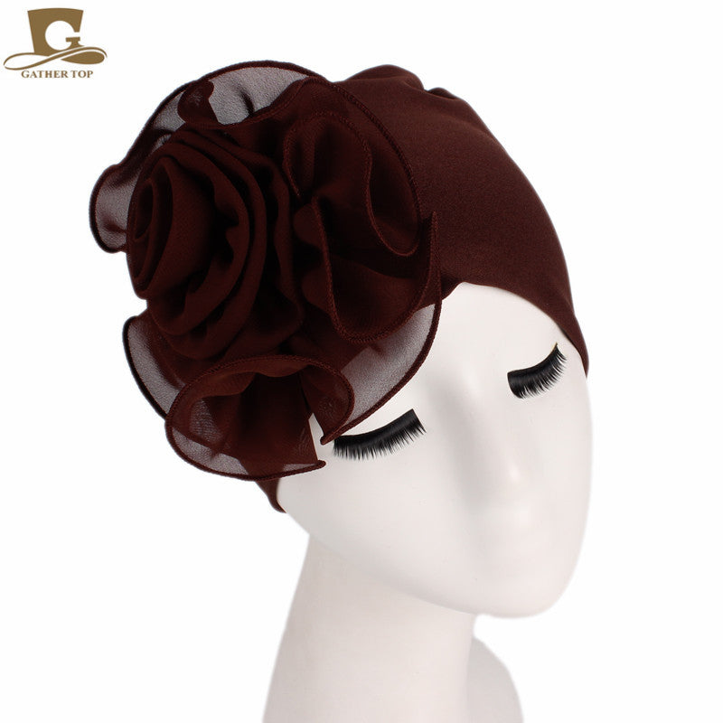 Women's Side Large Flower Stretch Tam-o'-shanter Elegant Hats & Caps