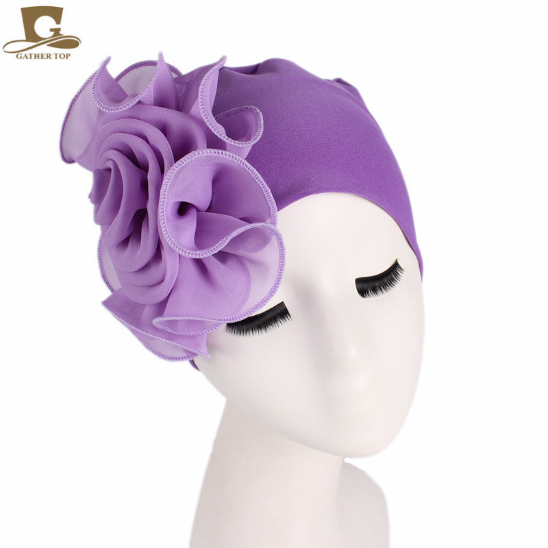 Women's Side Large Flower Stretch Tam-o'-shanter Elegant Hats & Caps