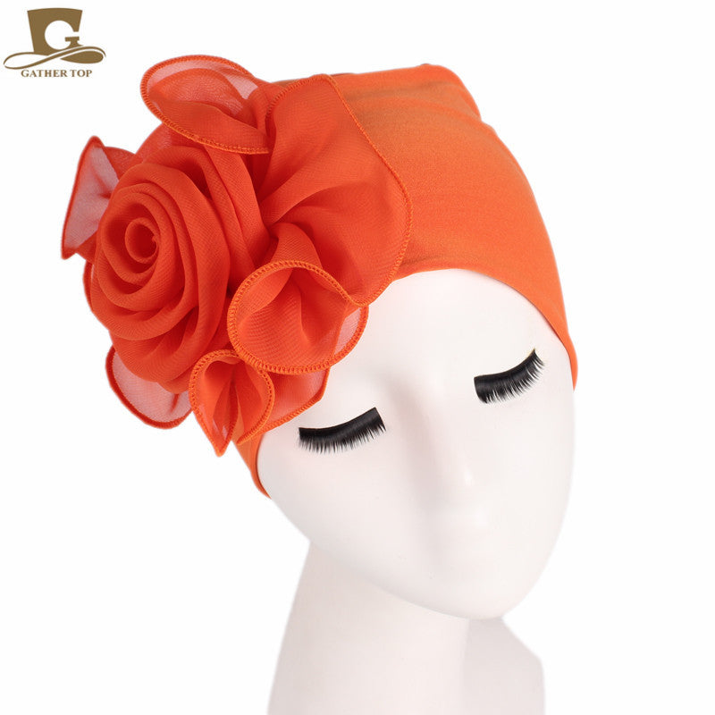 Women's Side Large Flower Stretch Tam-o'-shanter Elegant Hats & Caps