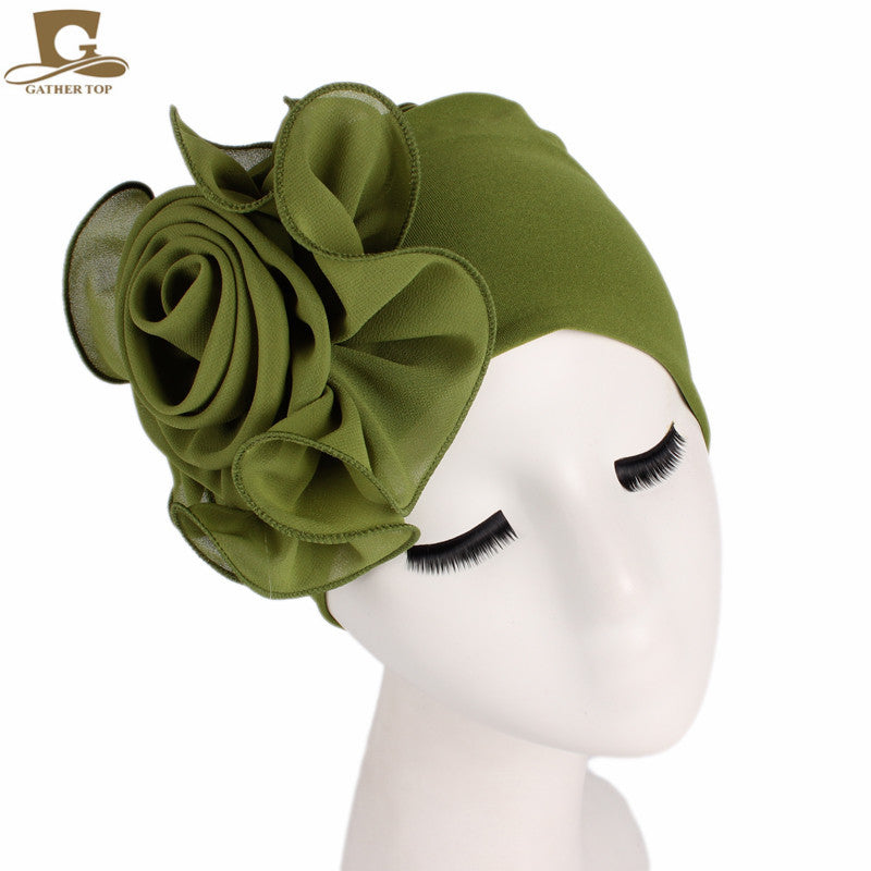 Women's Side Large Flower Stretch Tam-o'-shanter Elegant Hats & Caps