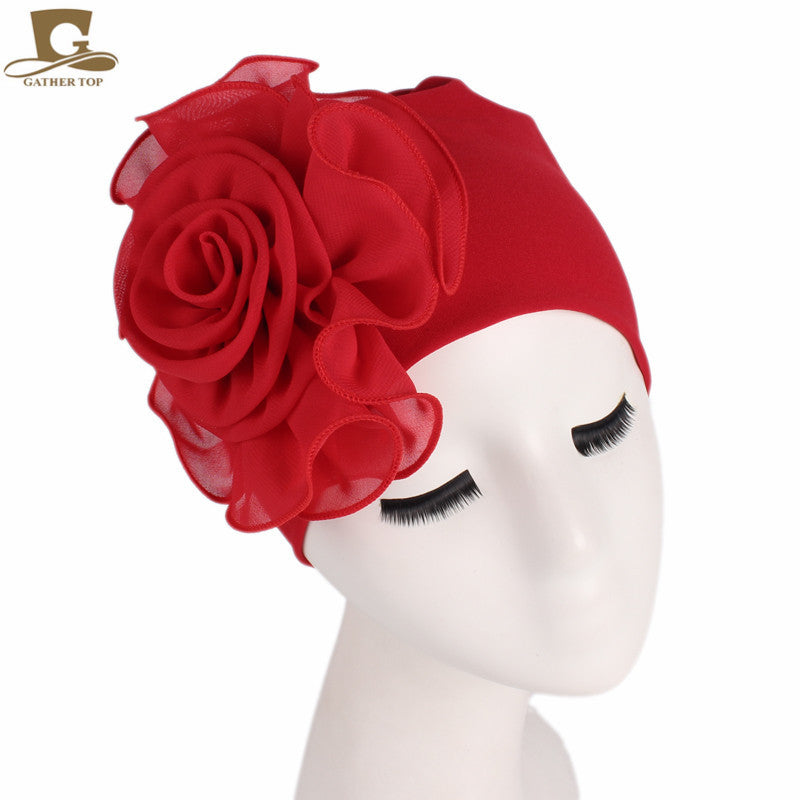 Women's Side Large Flower Stretch Tam-o'-shanter Elegant Hats & Caps