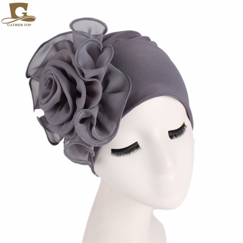 Women's Side Large Flower Stretch Tam-o'-shanter Elegant Hats & Caps