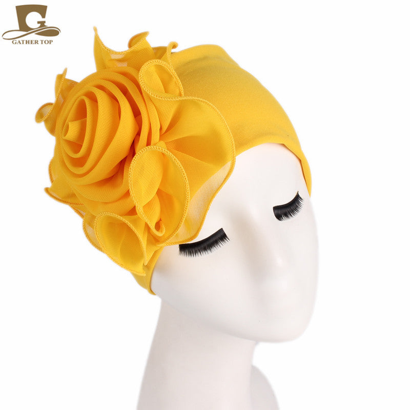 Women's Side Large Flower Stretch Tam-o'-shanter Elegant Hats & Caps