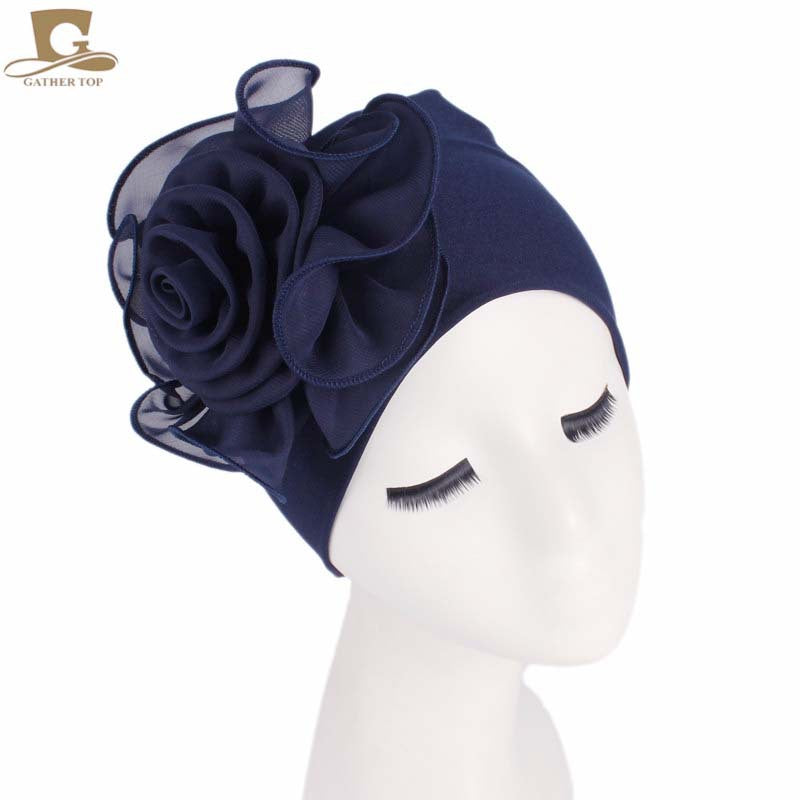 Women's Side Large Flower Stretch Tam-o'-shanter Elegant Hats & Caps