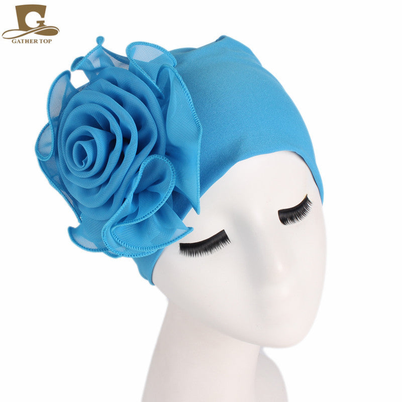 Women's Side Large Flower Stretch Tam-o'-shanter Elegant Hats & Caps