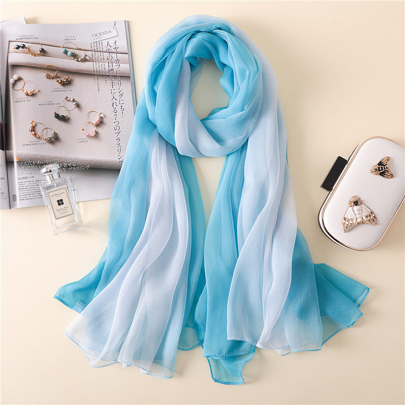 Women's Korean Fashionable Gradient Long Shawl Sunscreen Scarfs