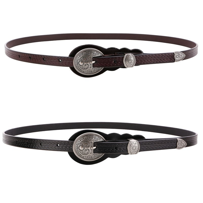 Women's Leather Versatile Pin Buckle Thin Retro Belts