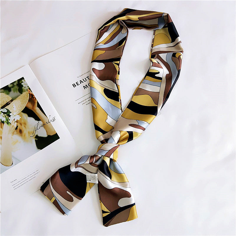 Women's Small Silk Autumn Summer Versatile Double-sided Decorations Scarfs