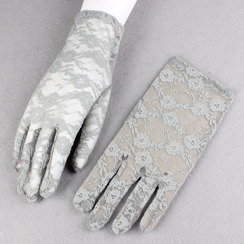 Autumn Thin Sexy Flower Cutout Breathable Slimming Stage Gloves