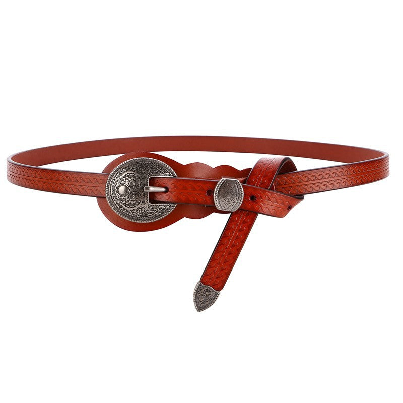 Women's Leather Versatile Pin Buckle Thin Retro Belts