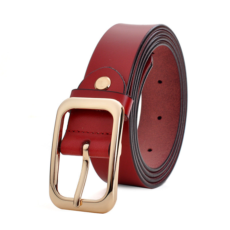 Women's Leather Fashion Pin Buckle Pants Cowhide Belts