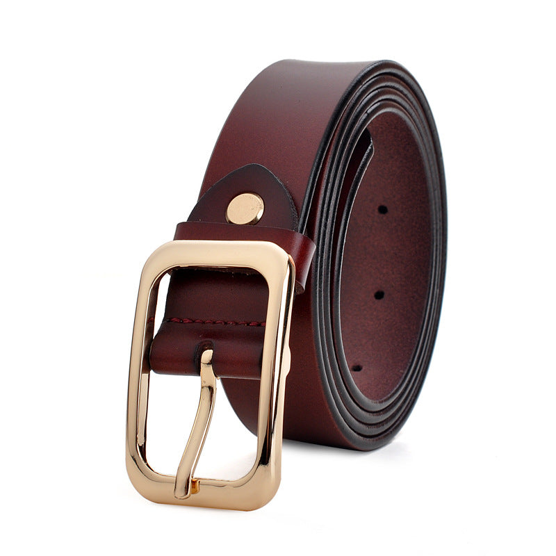 Women's Leather Fashion Pin Buckle Pants Cowhide Belts