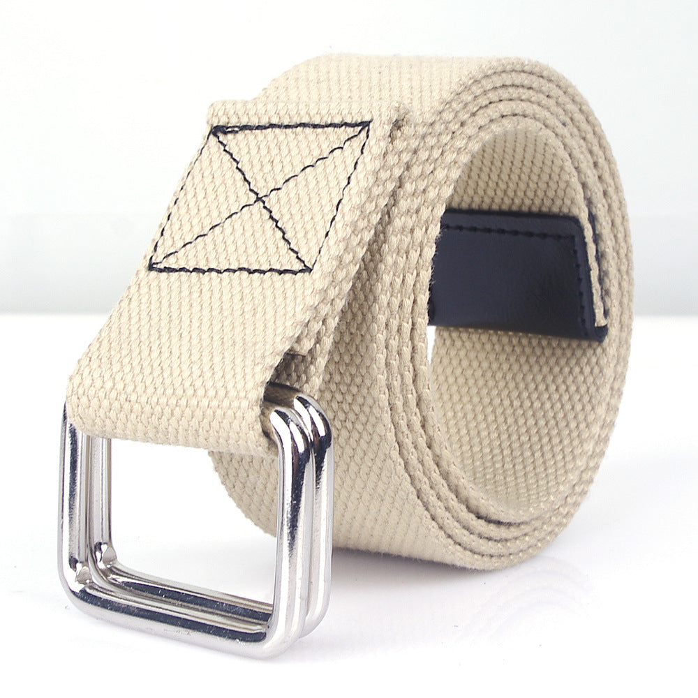 Women's & Men's Style Double Buckle Woven Canvas Universal Casual Belts