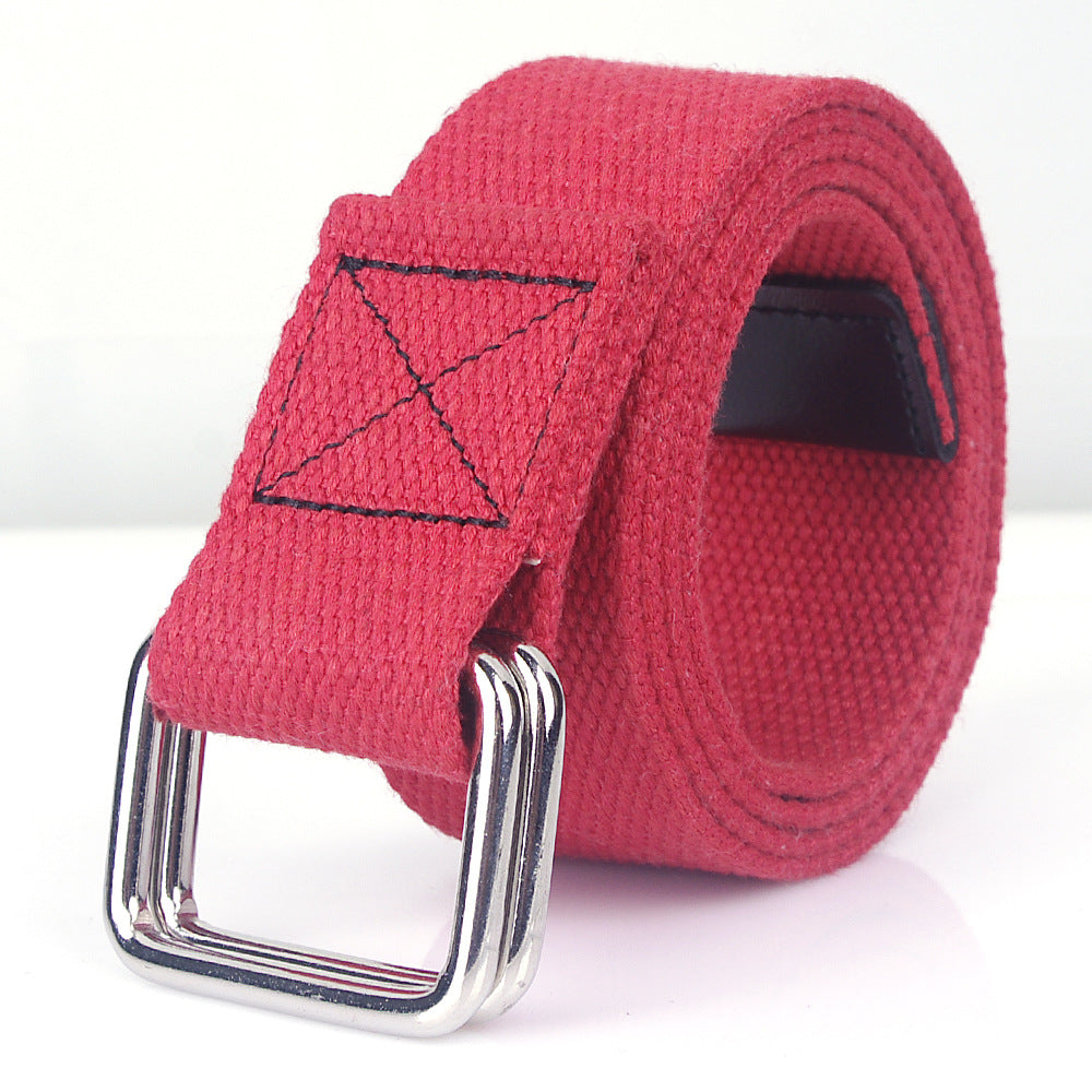 Women's & Men's Style Double Buckle Woven Canvas Universal Casual Belts