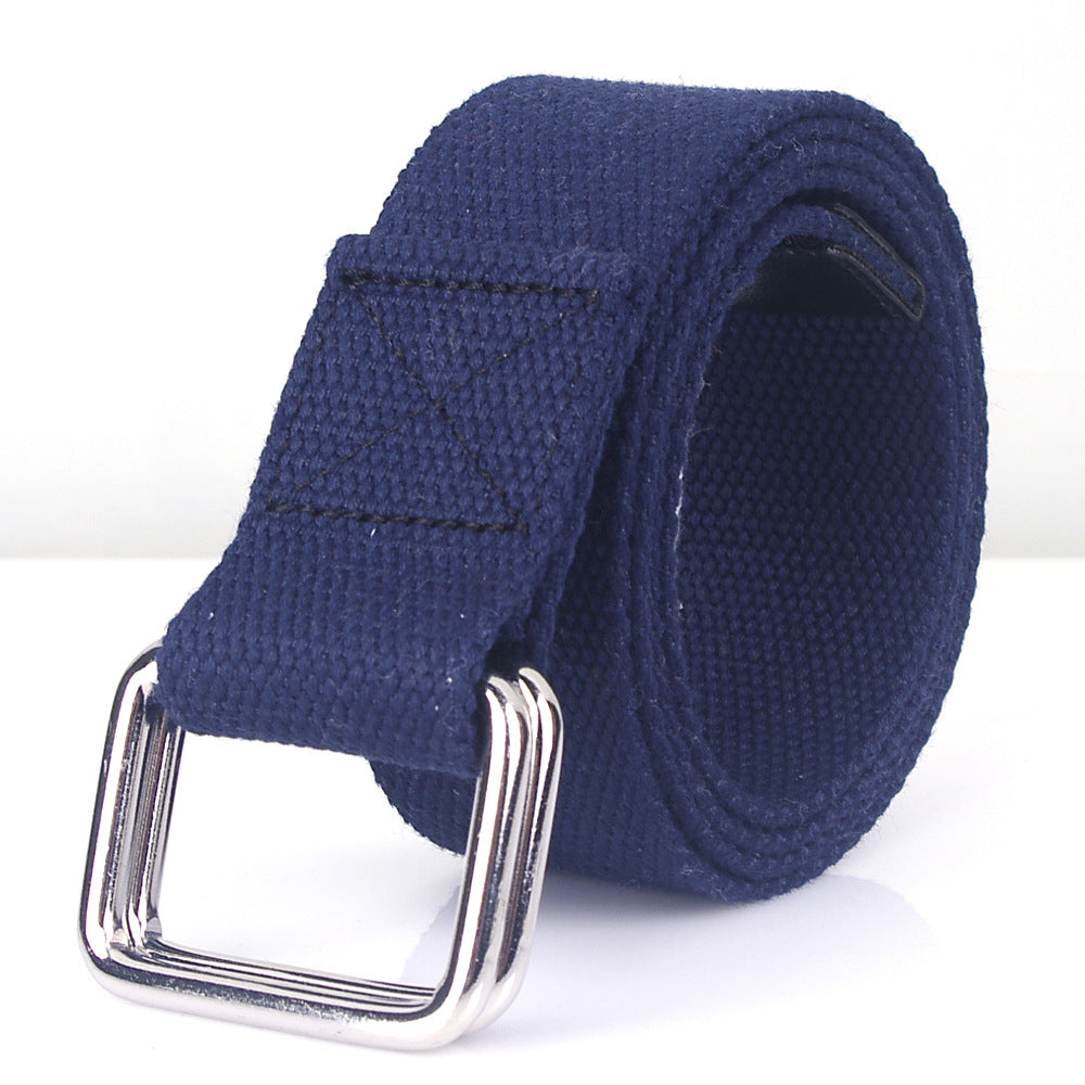 Women's & Men's Style Double Buckle Woven Canvas Universal Casual Belts