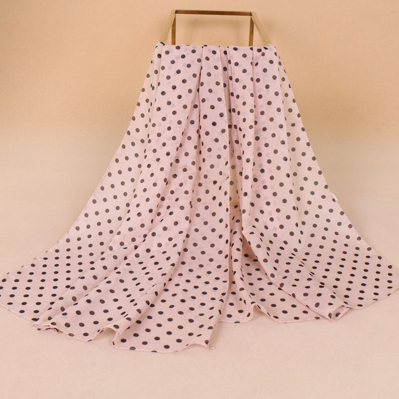 Women's Thin Small Dots Chiffon Printing Popular Scarfs