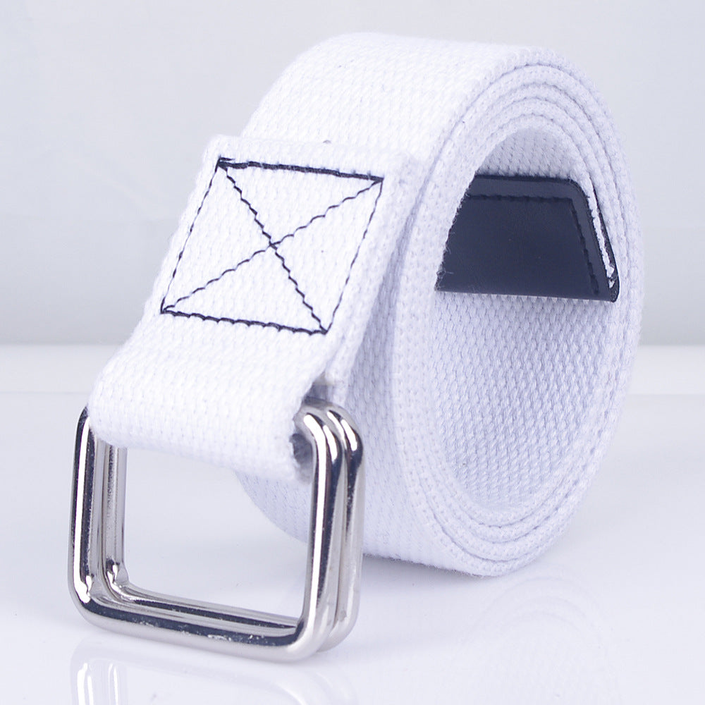 Women's & Men's Style Double Buckle Woven Canvas Universal Casual Belts