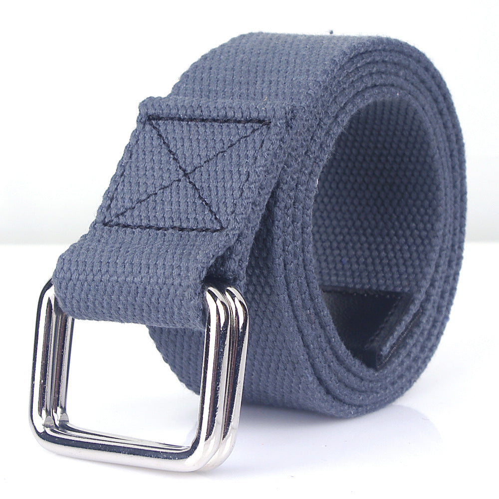 Women's & Men's Style Double Buckle Woven Canvas Universal Casual Belts