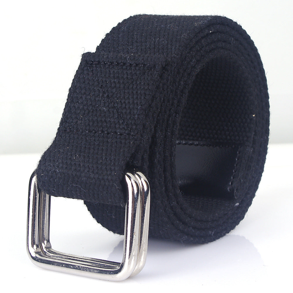 Women's & Men's Style Double Buckle Woven Canvas Universal Casual Belts