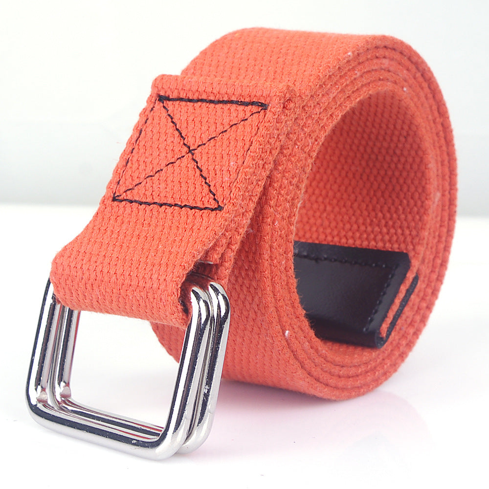 Women's & Men's Style Double Buckle Woven Canvas Universal Casual Belts