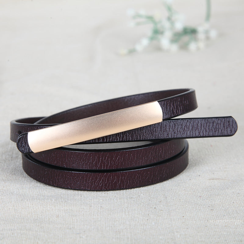 Women's Korean Style Thin Dress Decoration Leather Belts