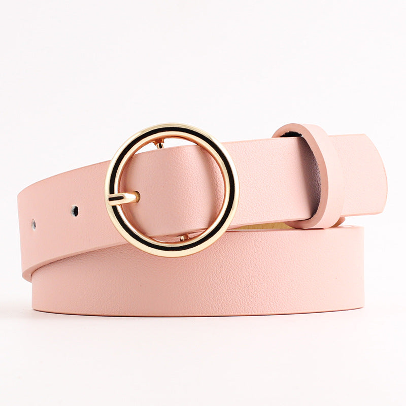 Women's Round Buckle Simple Style Leather Small Belts