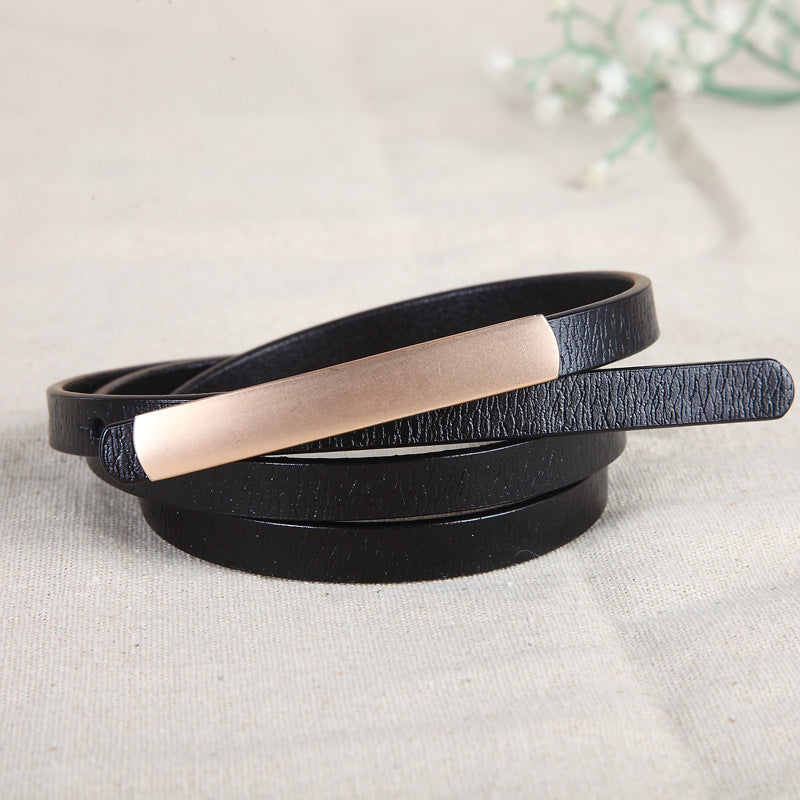 Women's Korean Style Thin Dress Decoration Leather Belts