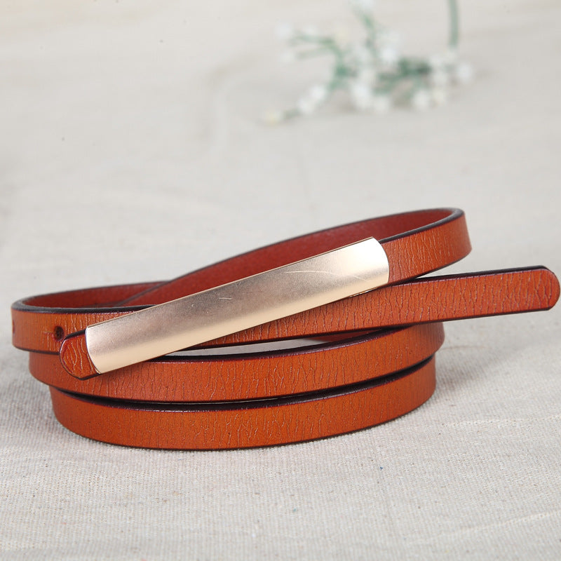 Women's Korean Style Thin Dress Decoration Leather Belts