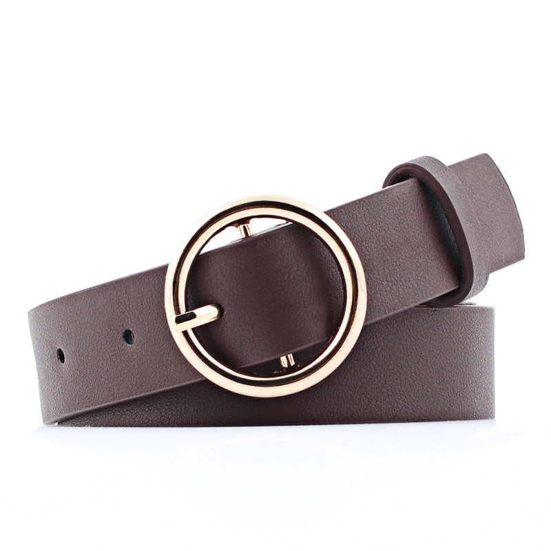 Women's Round Buckle Simple Style Leather Small Belts