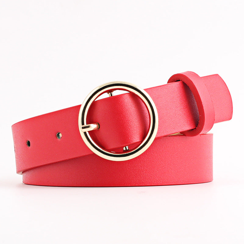 Women's Round Buckle Simple Style Leather Small Belts