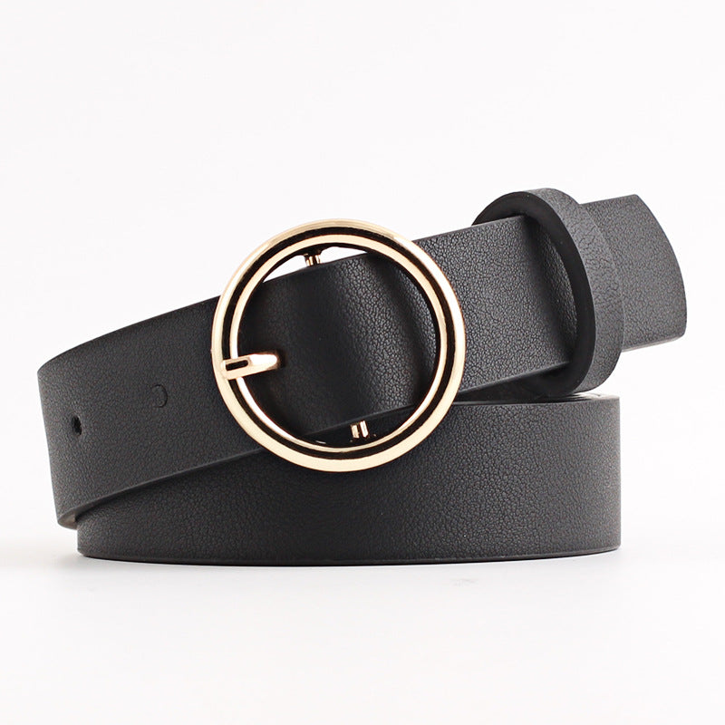 Women's Round Buckle Simple Style Leather Small Belts