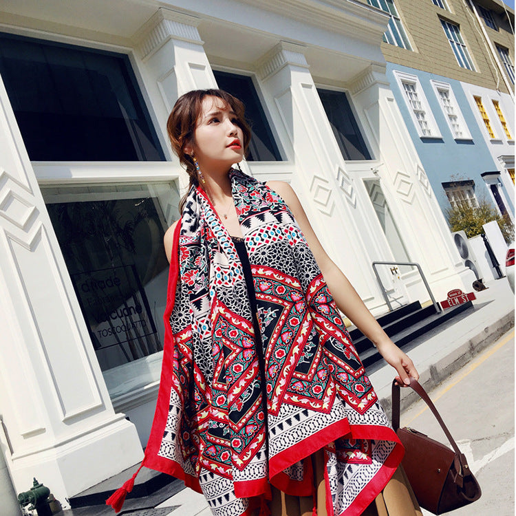 Ethnic Print Travel Outdoor Shawl Air-conditioned Scarfs