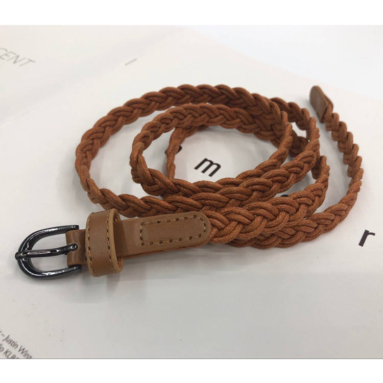 Women's Weaving Pin Buckle Vintage Casual Thin Waist Strap Belts