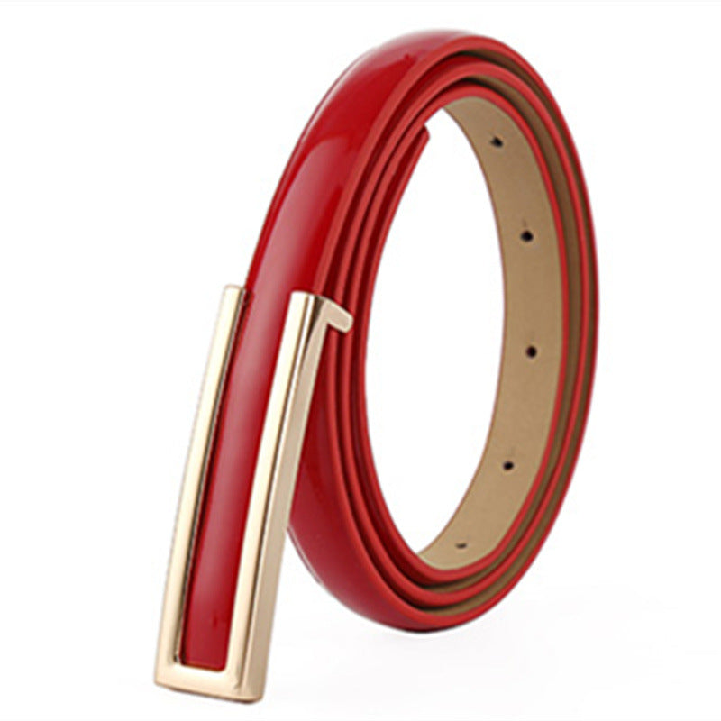 Women's Leather Thin Dress Smooth Buckle Pant Belts