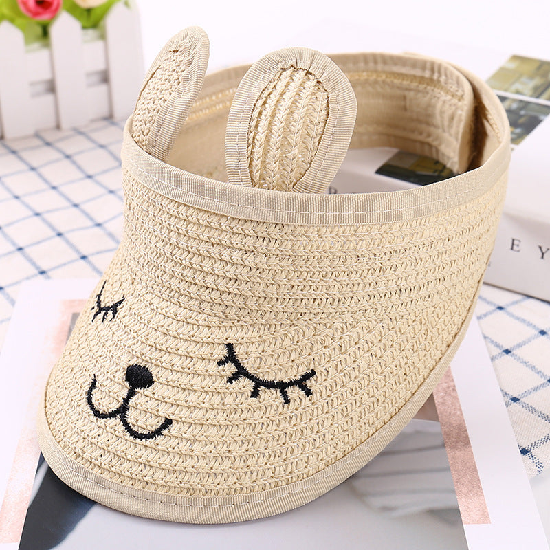 Hat Foldable Straw Korean Embroidery Outdoor Kids' Headwear